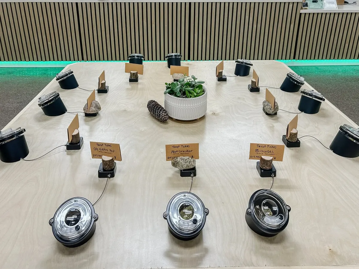 Smell jars at the Bud Bar